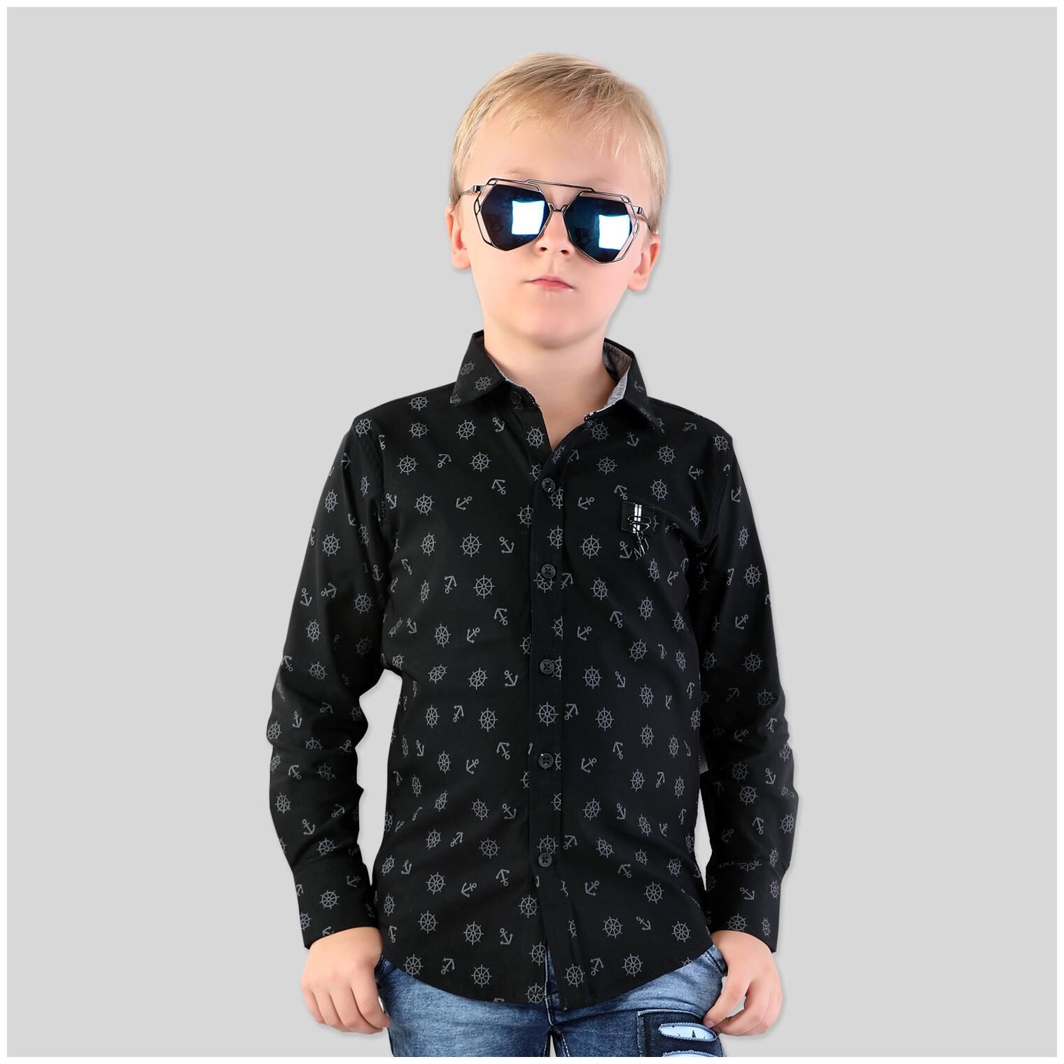 

Mashup Boy Cotton blend Printed Shirt Black