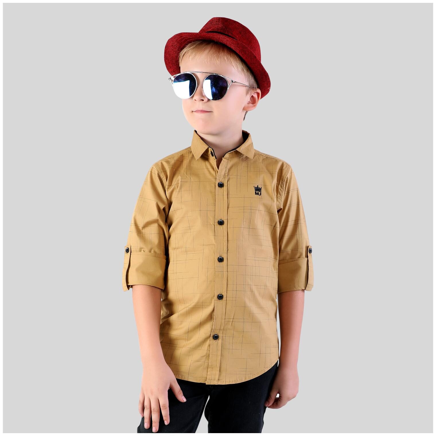 

Mashup Boy Cotton blend Solid Shirt Beige
