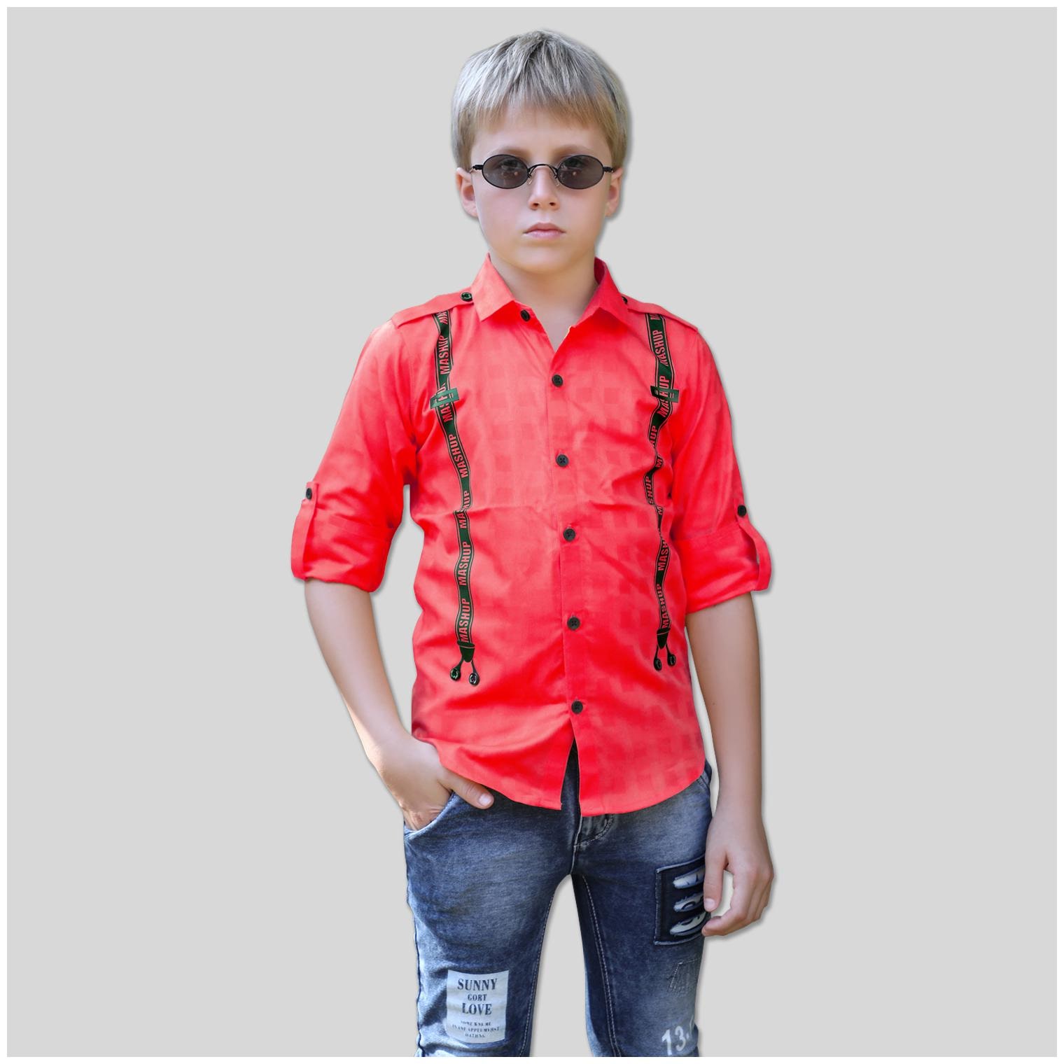 

Mashup Boy Cotton blend Printed Shirt Red