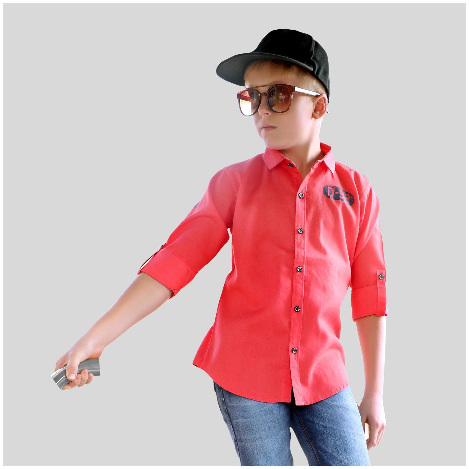

Mashup Boy Cotton blend Solid Shirt Red
