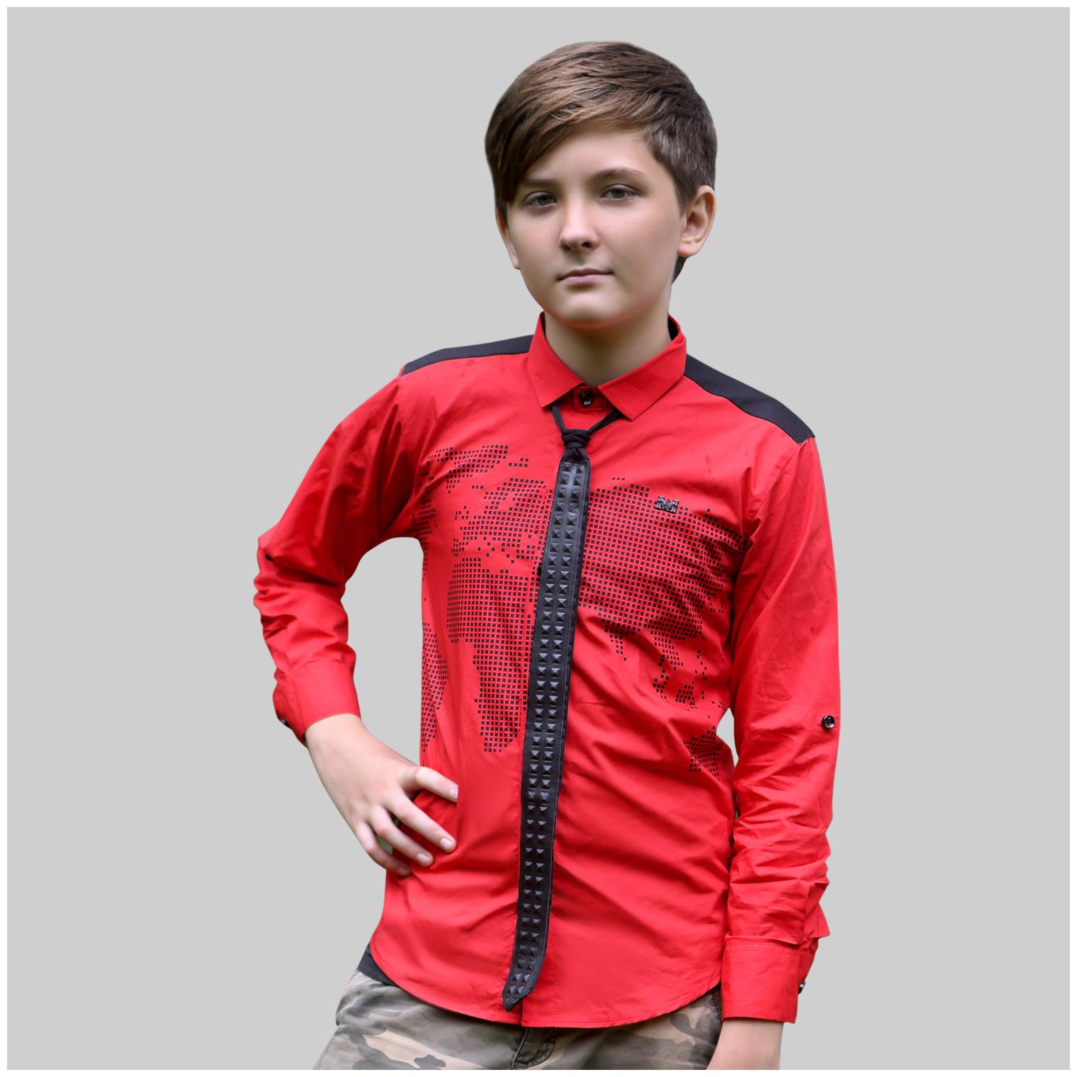 

Mashup Boy Cotton blend Printed Shirt Red