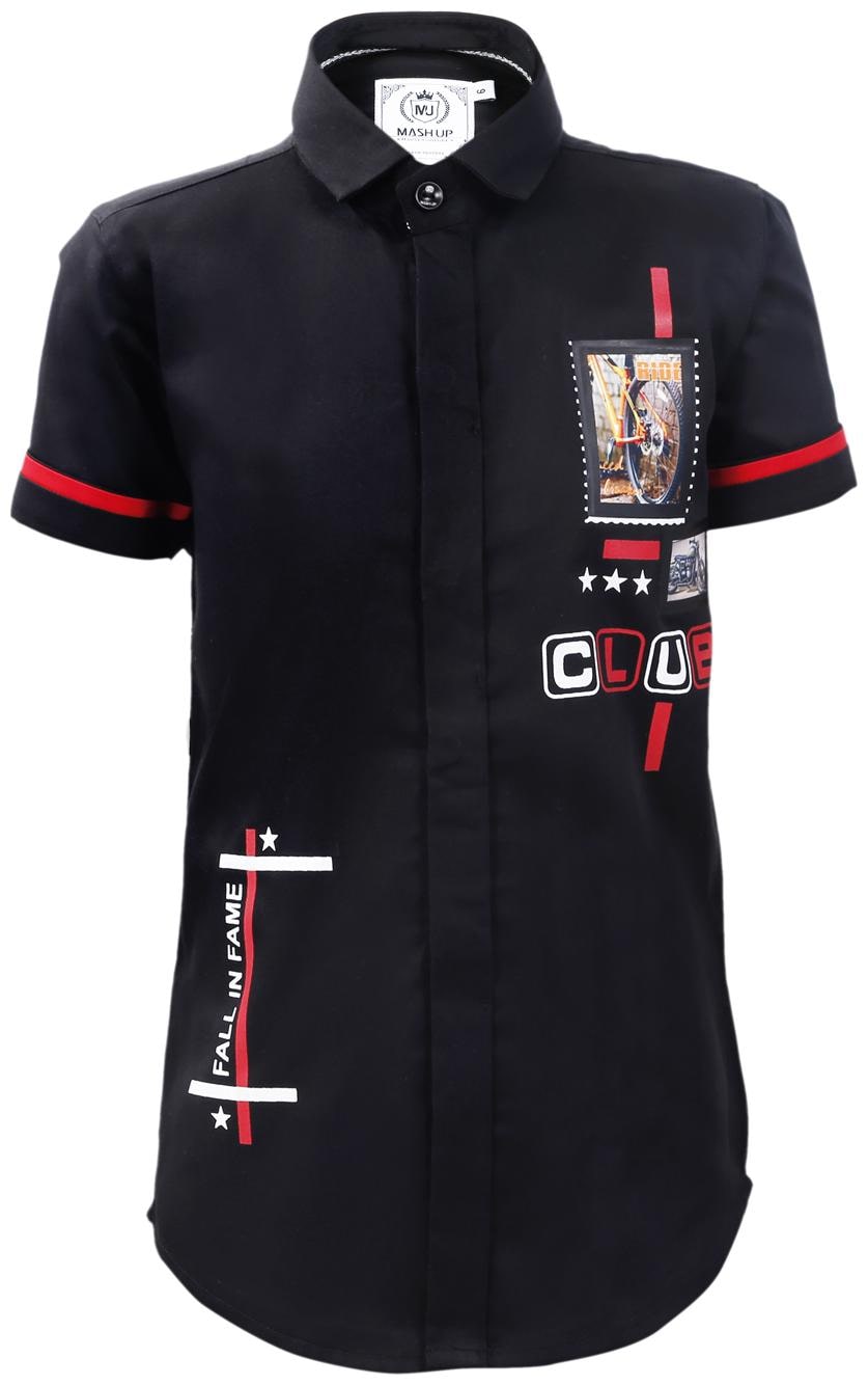 

Mashup Boy Cotton blend Printed Shirt Black