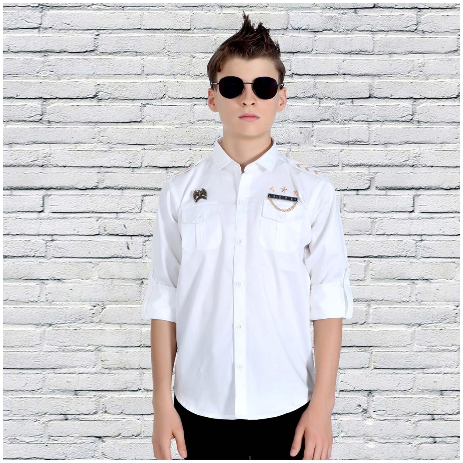 

Mashup Boy Satin Solid Shirt White