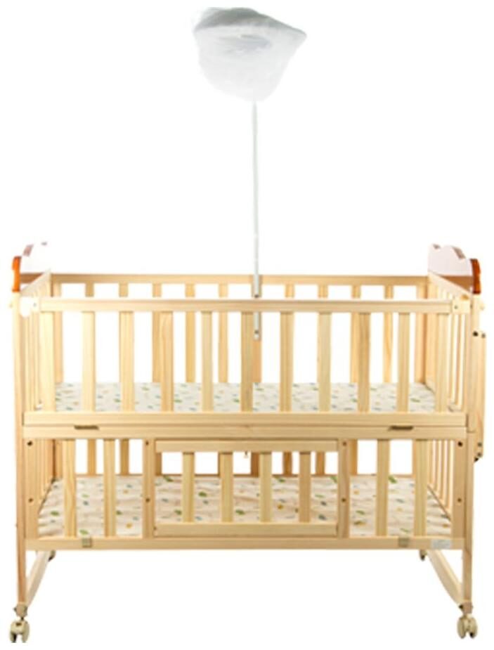 mee mee baby wooden cot with swing & mosquito net