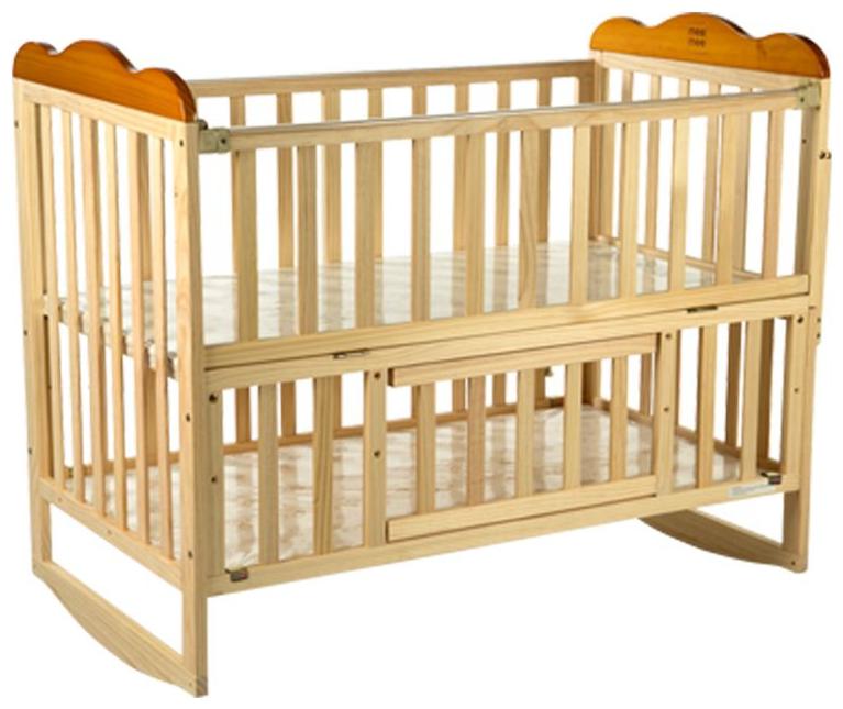 mee mee baby wooden cot with swing & mosquito net