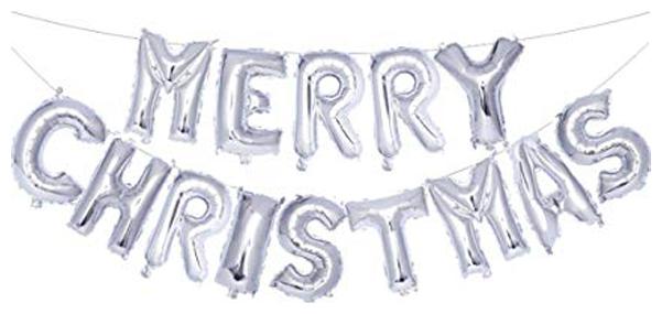 

Merry Christmas Silver Letter Foil Balloons Alphabet Foil Balloons set for Christmas New year eve party decoration (Size 16inch)