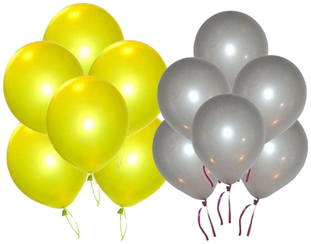 

Metallic Balloons BIG Size 12 inch (Yellow Silver Pack of 50) FREE Banner