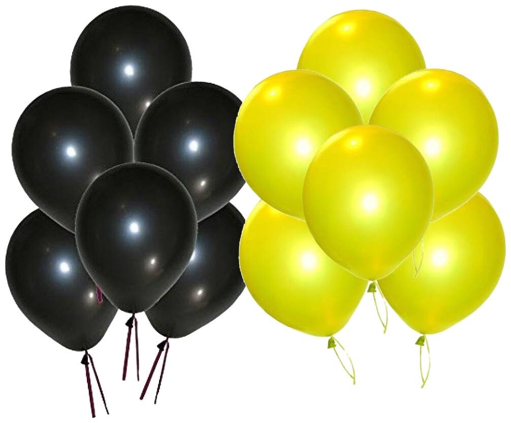

Metallic Balloons BIG Size 12 inch(Black Yellow Pack of 100) FREE Banner