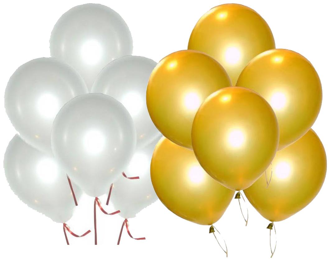 

Metallic Balloons Size 12 inch (White Gold Pack of 50) FREE Banner