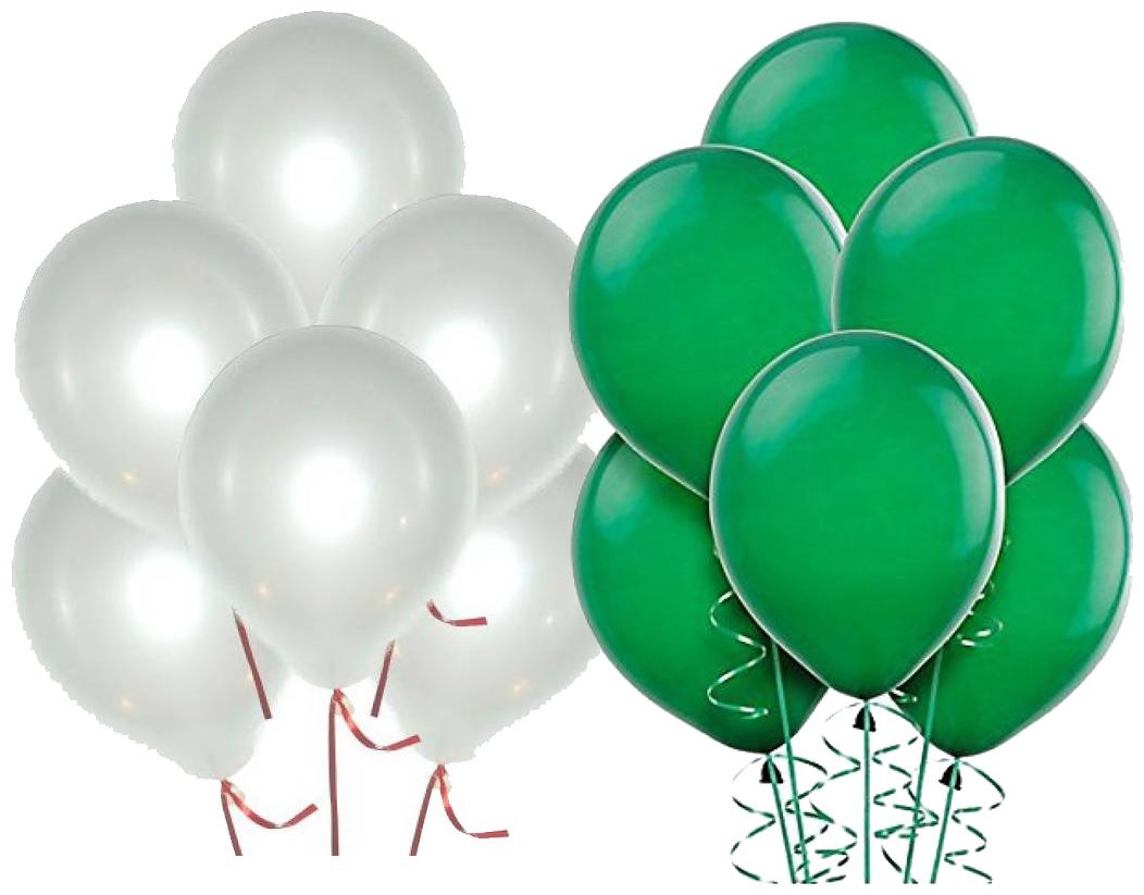 

Metallic Balloons BIG Size 12 inch (White Green Pack of 100) FREE Banner