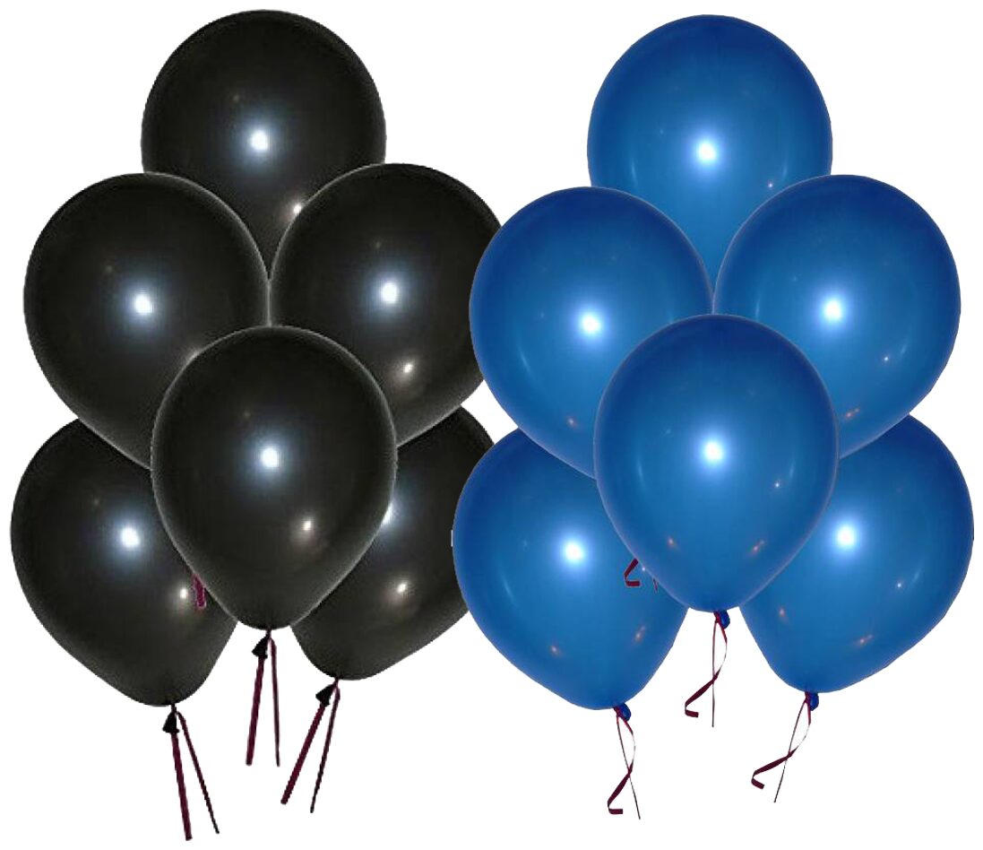 

Metallic Balloons Size 12 inch (Black Blue Pack of 50) FREE Banner