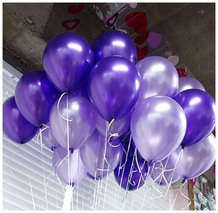

Metallic Balloons BIG Size 12 inch (Purple White Pack of 100) FREE Banner