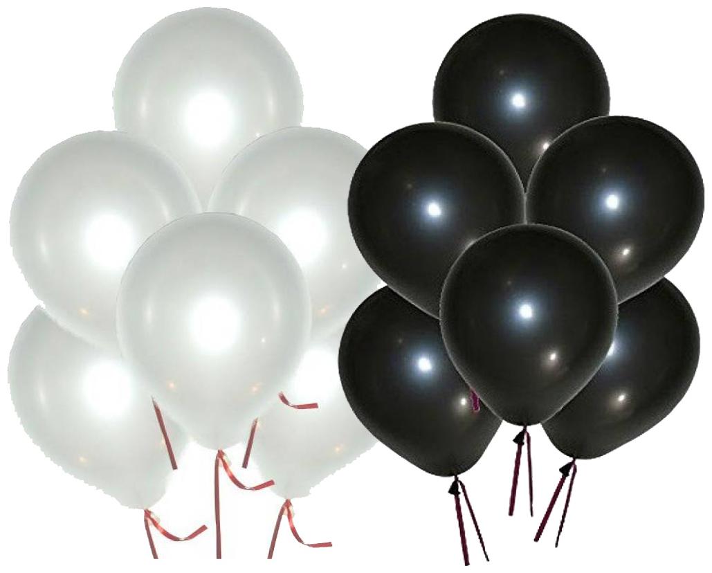 

Metallic Balloons BIG Size 12 inch (White Black Pack of 50) FREE Banner