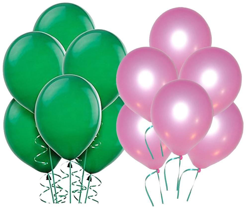 

Metallic Balloons BIG Size 12 inch (Green Pink Pack of 100) FREE Banner