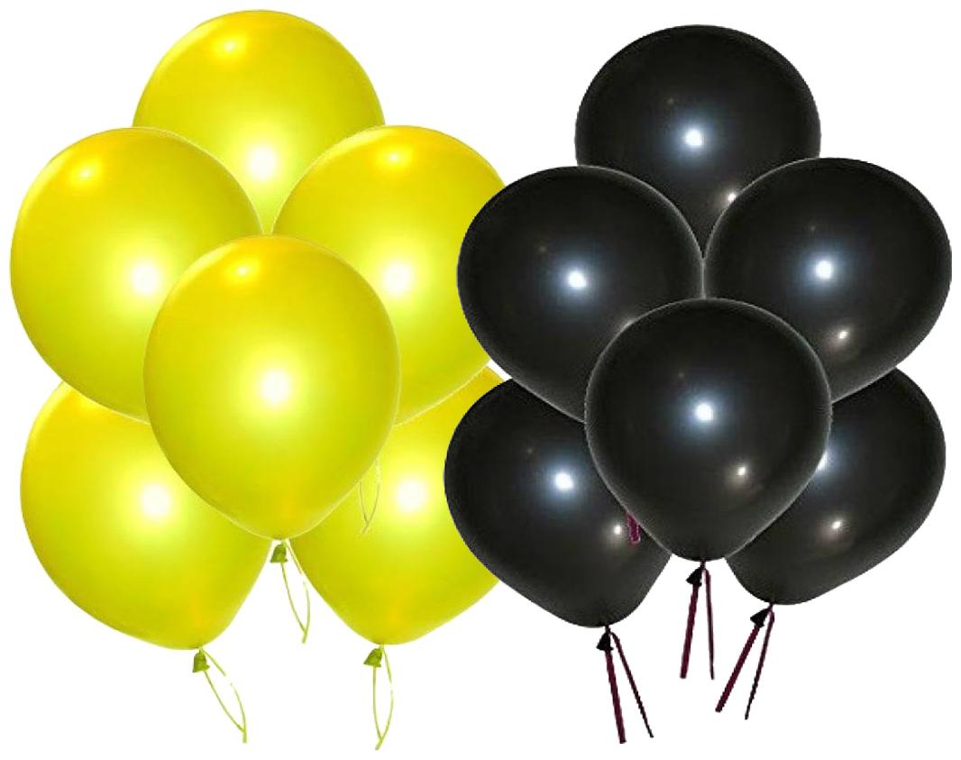 

Metallic Balloons BIG Size 12 inch (Yellow Black Pack of 100) FREE Banner