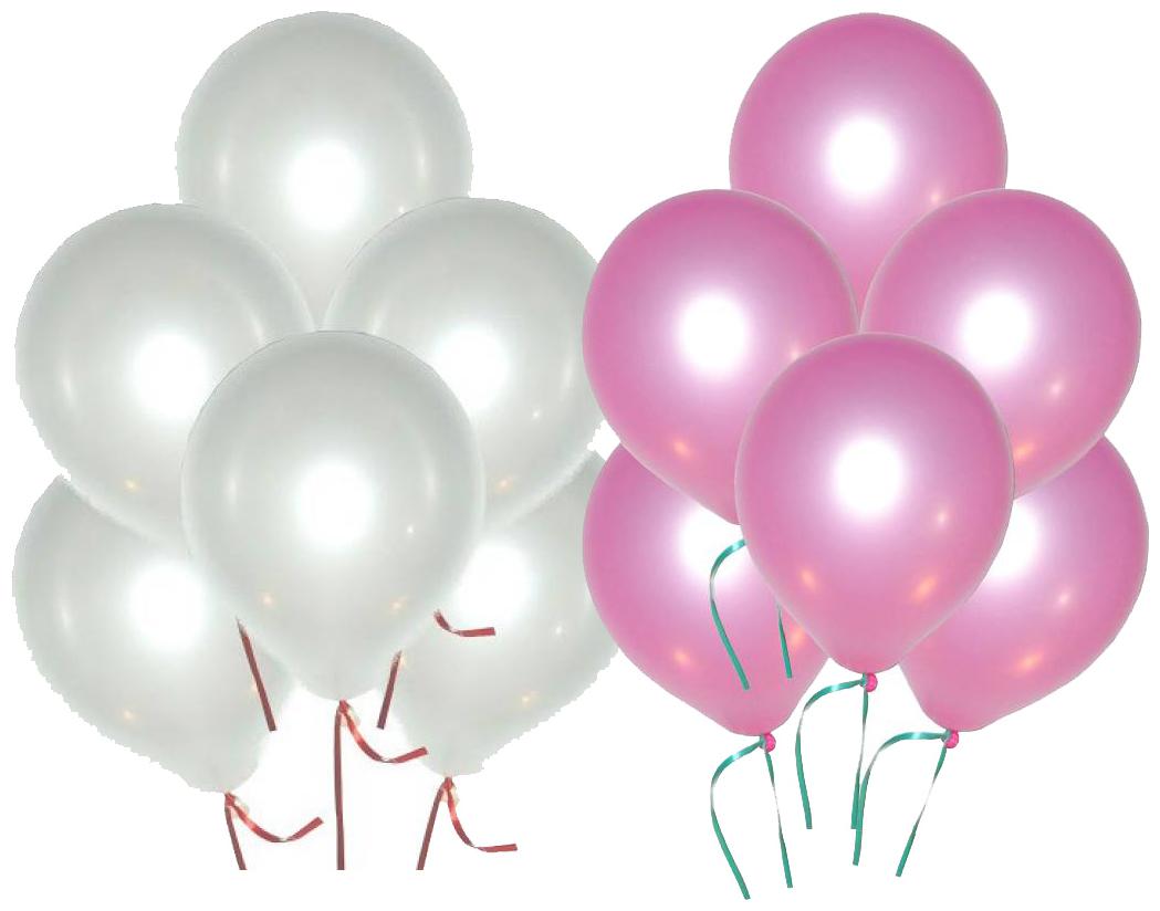 

Metallic Balloons BIG Size 12 inch (Pink White Pack of 100) FREE Banner