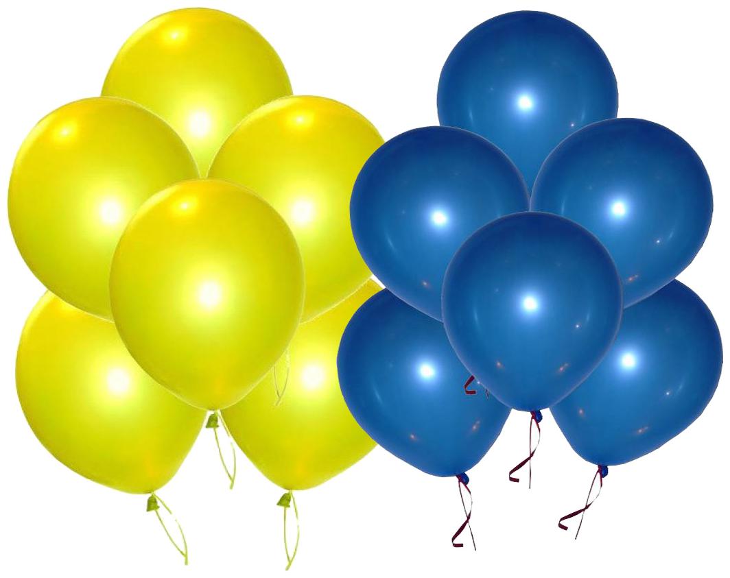 

Metallic Balloons BIG Size 12 inch (Yellow Blue Pack of 100) FREE Banner
