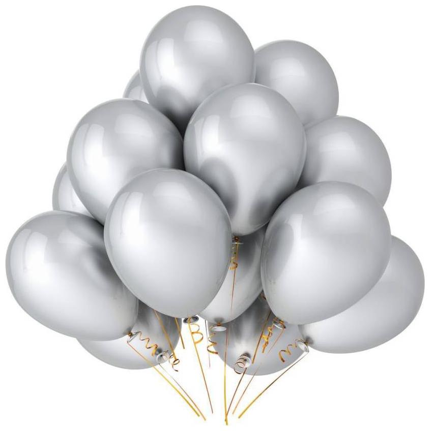 

Metallic Balloons BIG Size 12 inch (Silver Pack of 50) FREE Banner