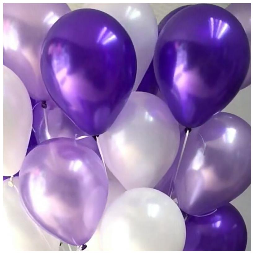 

Metallic Balloons BIG Size 12 inch (Purple White Pack of 100) FREE Banner