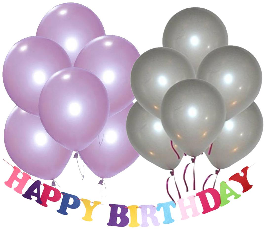 

Metallic Balloons BIG Size 12 inch (Purple Silver Pack of 100) FREE Banner