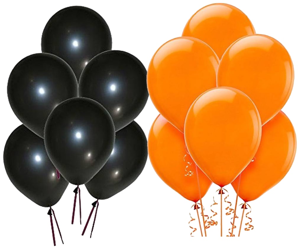 

Metallic Balloons BIG Size 12 inch (Black Orange Pack of 100) FREE Banner
