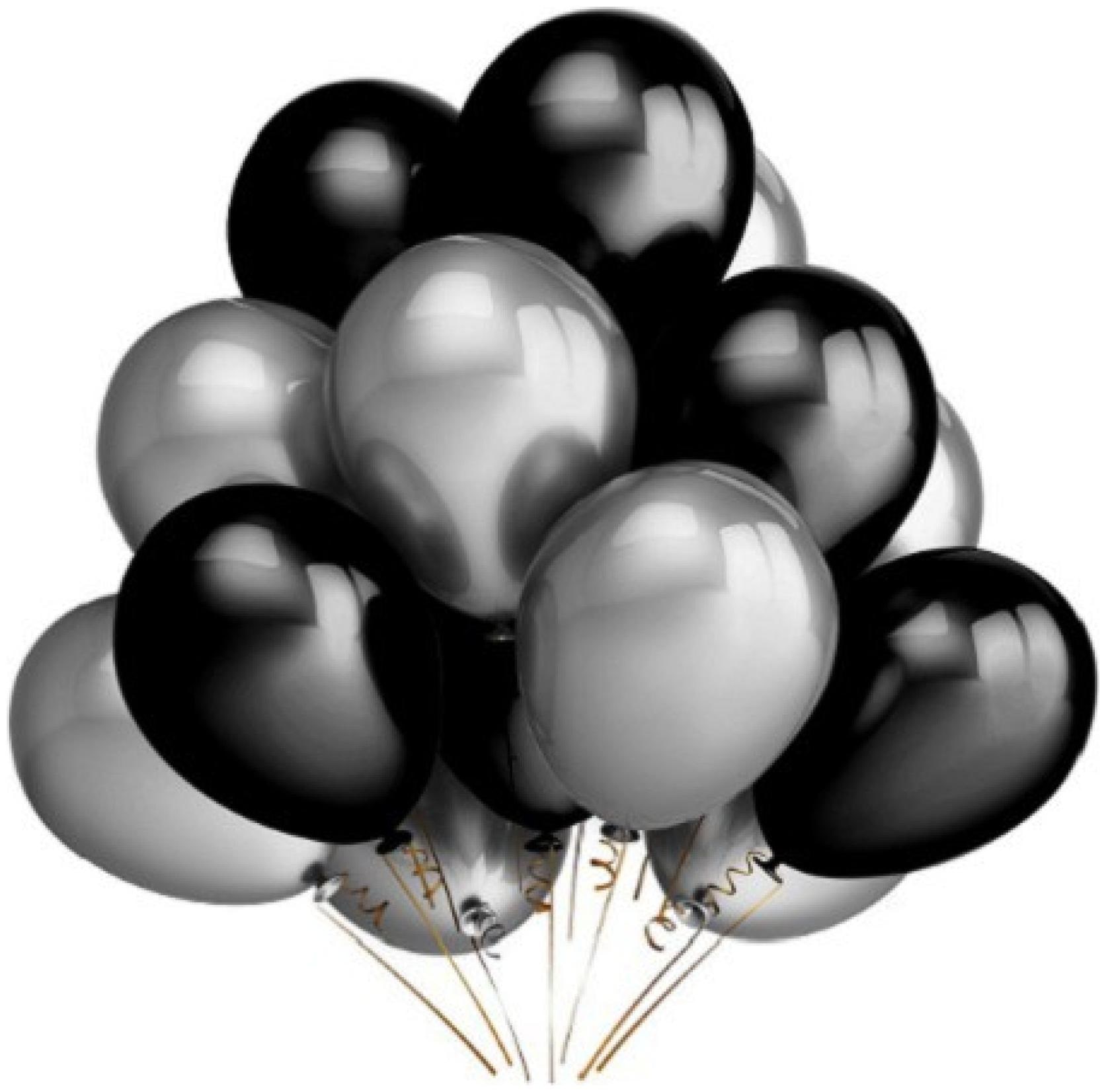 

Metallic Balloons BIG Size 12 inch (Black Silver Pack of 100) FREE Banner