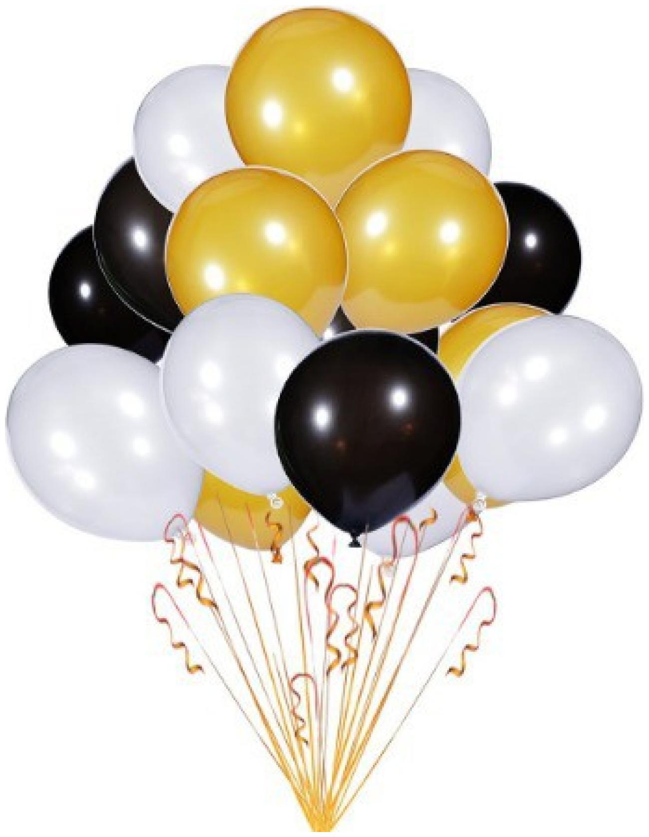 

Metallic Balloons BIG Size 12 inch (Black Gold White Pack of 50) FREE Banner
