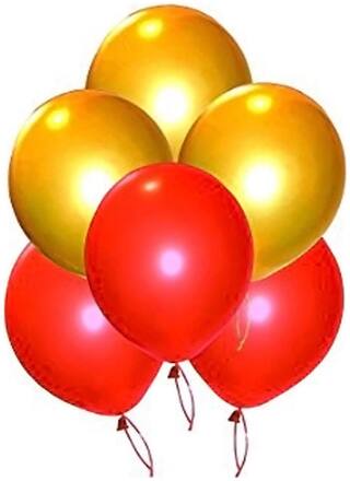 Metallic Balloons;BIG Size 12 inch (White;Red Pack of 50) FREE Banner