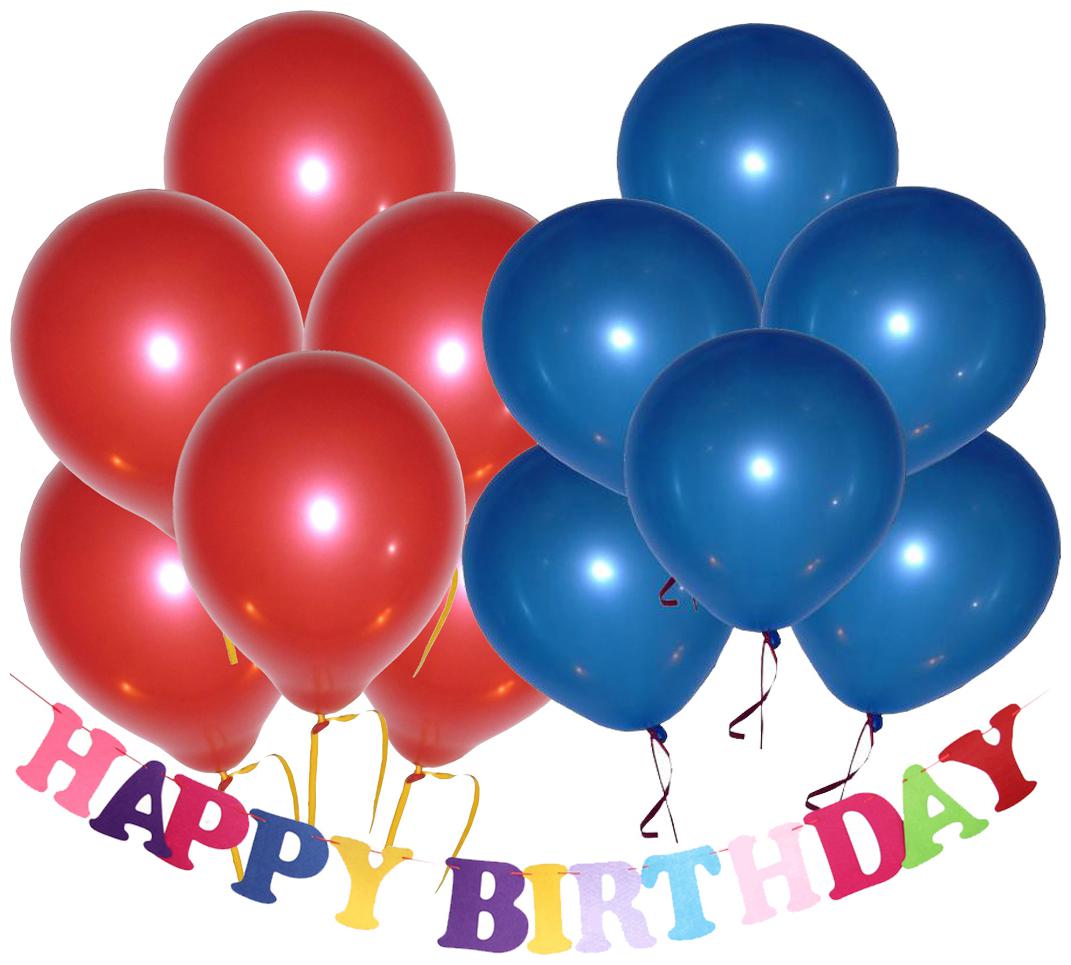 

Metallic Red Blue Party Balloons Size 30 48 cm (12 inch) Pack of 100 FREE Banner