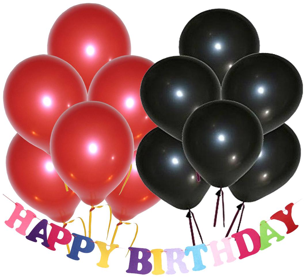 

Metallic Red Black Party Balloons Size 30 48 cm (12 inch) Pack of 100 FREE Banner
