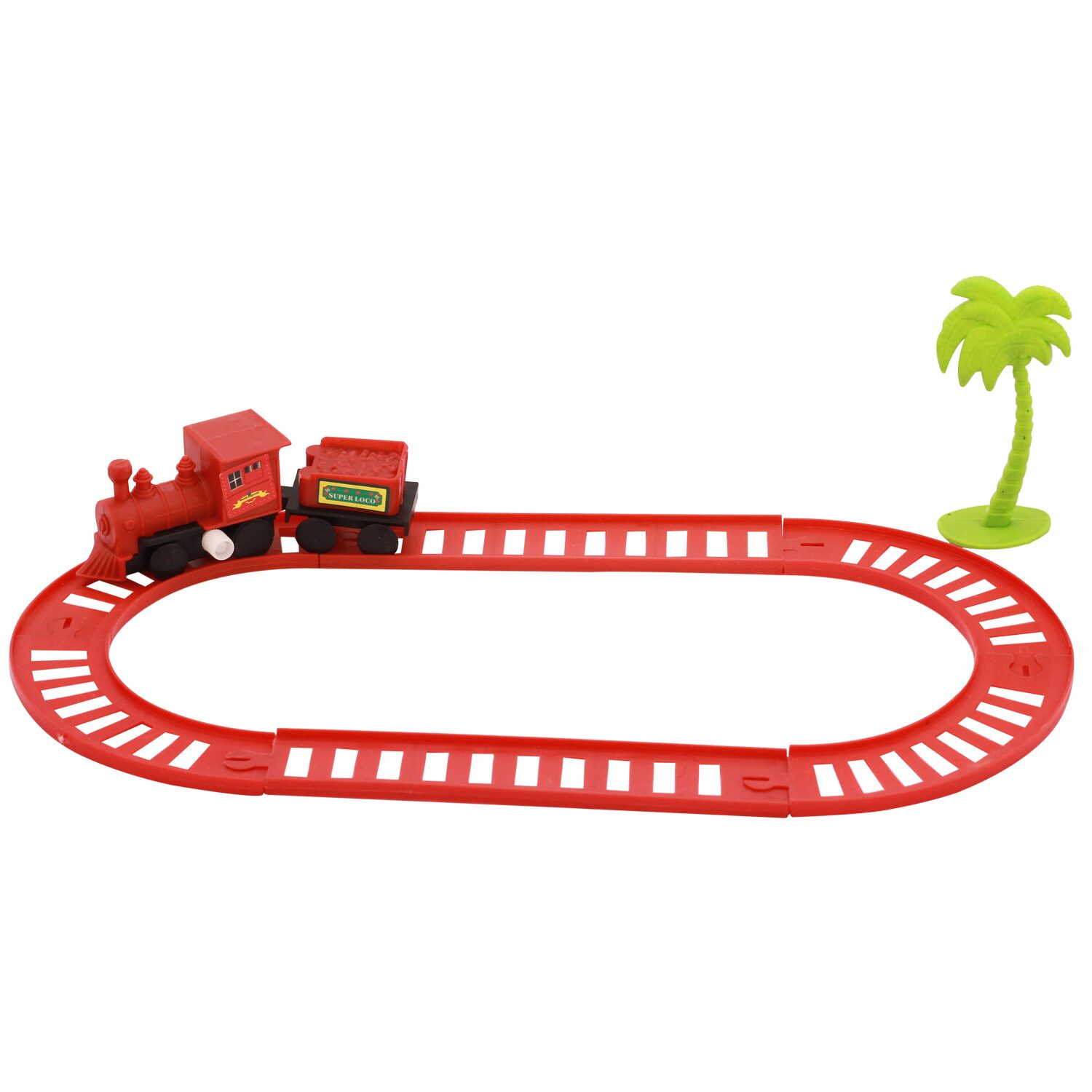 Mini Train Track Set Wind Up Two Track degisns 6 Track 1 tree 1 Loco 1 Boxcar