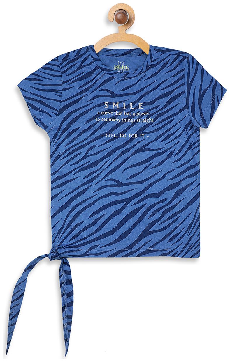 

Mode by Red Tape Girl Cotton Printed T shirt - Blue