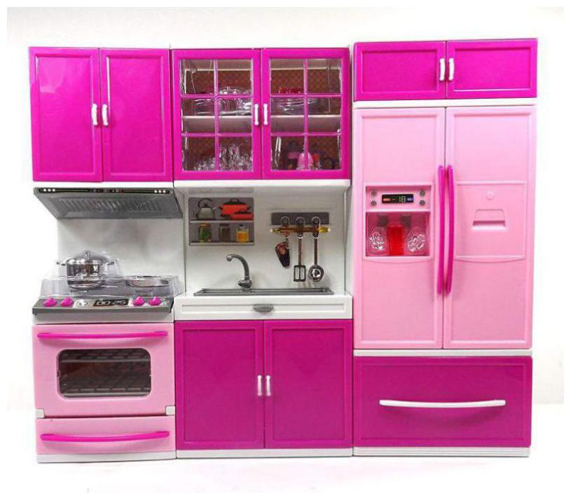 

Modern Kitchen Toy Set Battery Operated Play Set with Refrigerator Accessories Fruits Music and Lights Pretend Play Toy (18X12 inch)