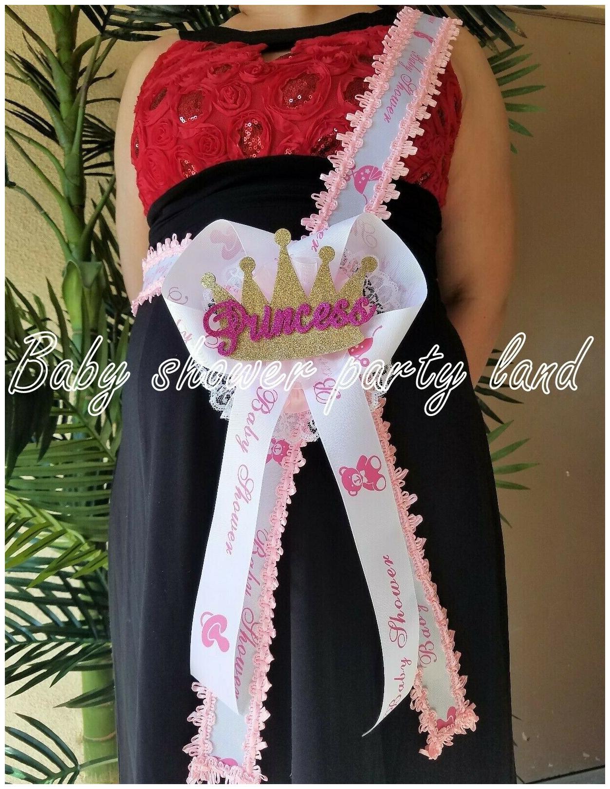 

Mommy To Be Sash It s a Girl Sash Princess Crown Pink Ribbon Corsage