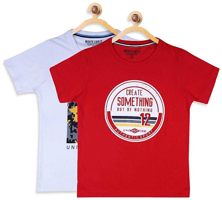 

Monte Carlo Boy Cotton blend Printed T-shirt - Red White