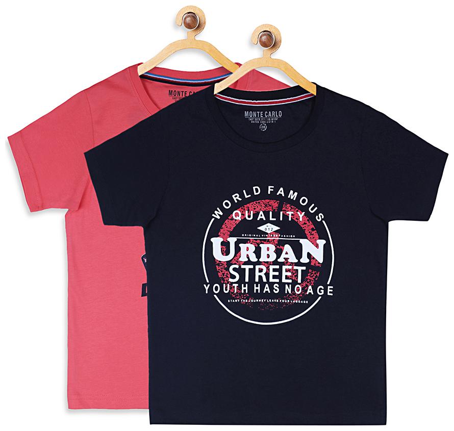

Monte Carlo Boy Cotton blend Printed T-shirt - Blue Pink