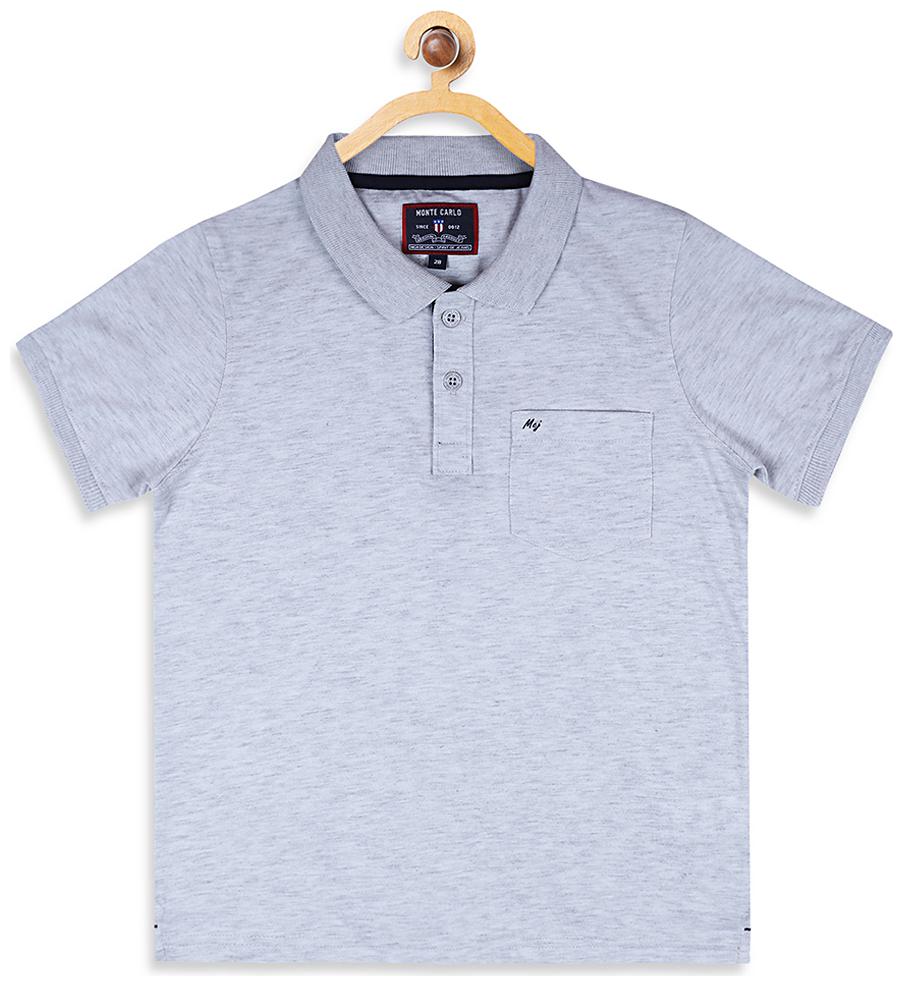 

Monte Carlo Boy Cotton blend Solid T-shirt - Grey