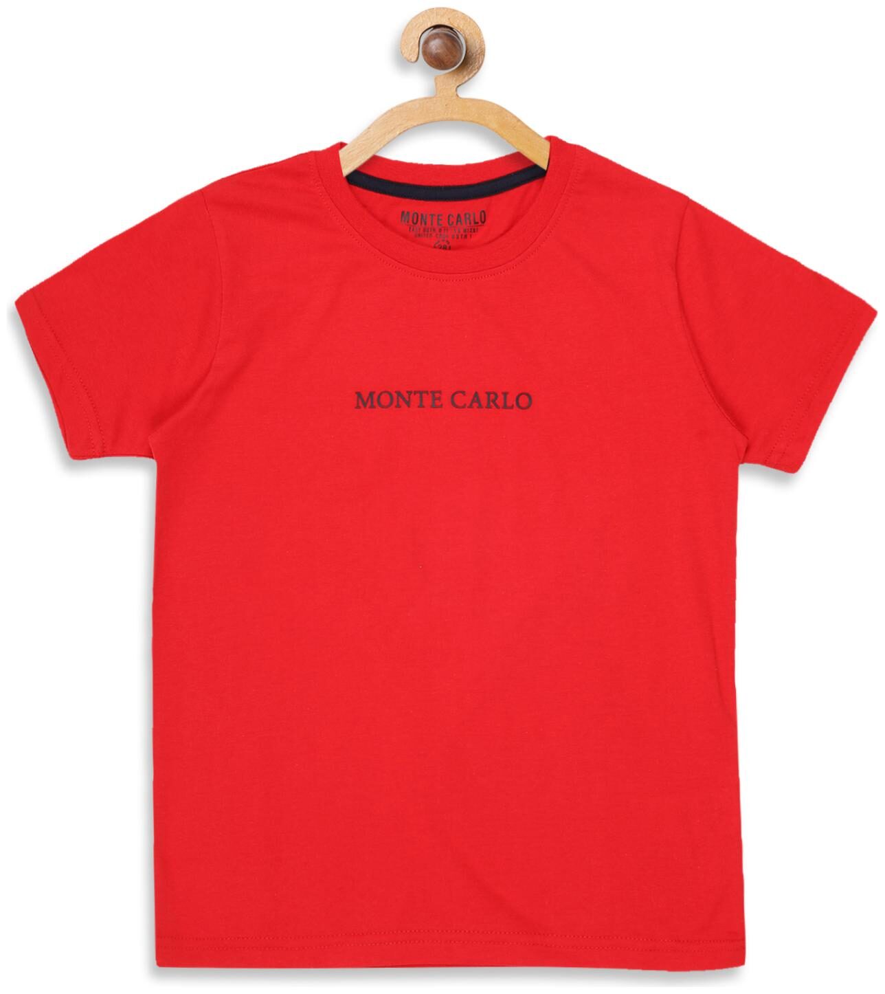

Monte Carlo Boy Cotton blend Solid T-shirt - Red
