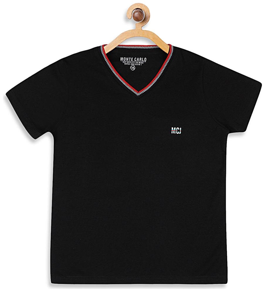 

Monte Carlo Boy Cotton blend Solid T-shirt - Black