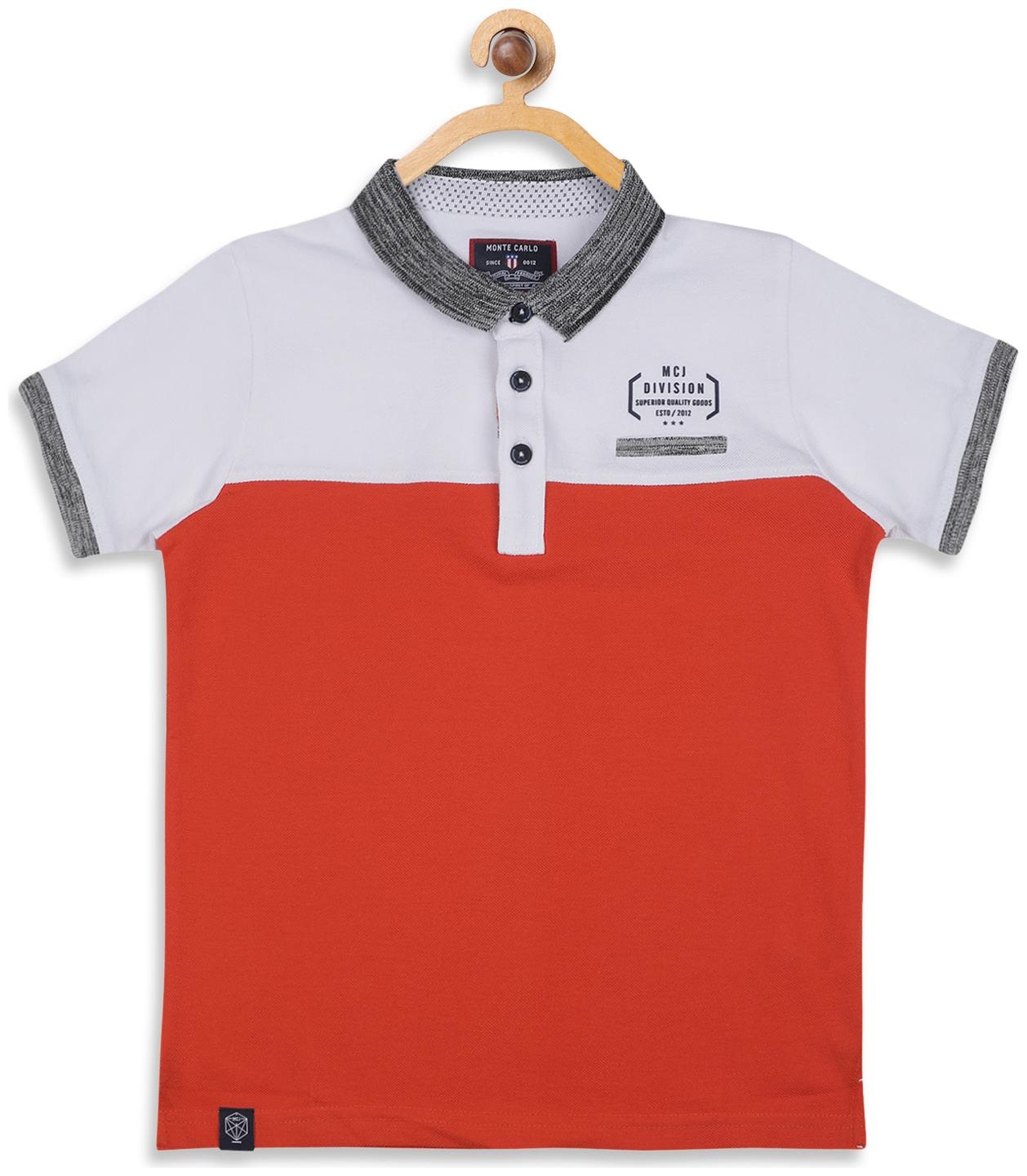 

Monte Carlo Boy Cotton blend Solid T-shirt - White Red