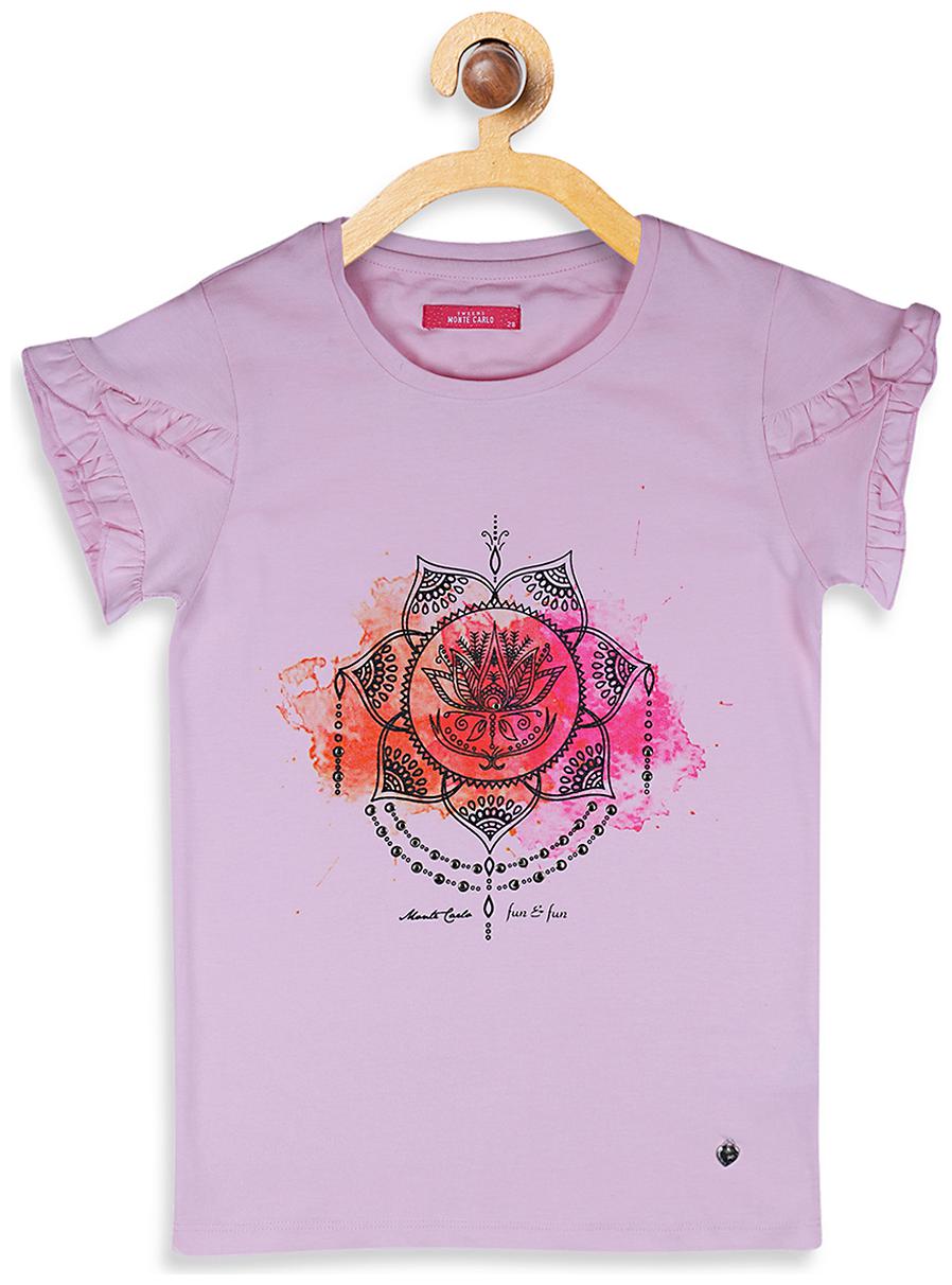

Monte Carlo Girl Cotton Printed T shirt - Purple