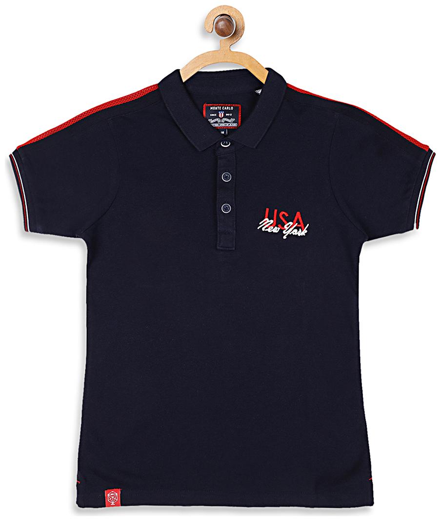 

Monte Carlo Boy Cotton blend Solid T-shirt - Blue
