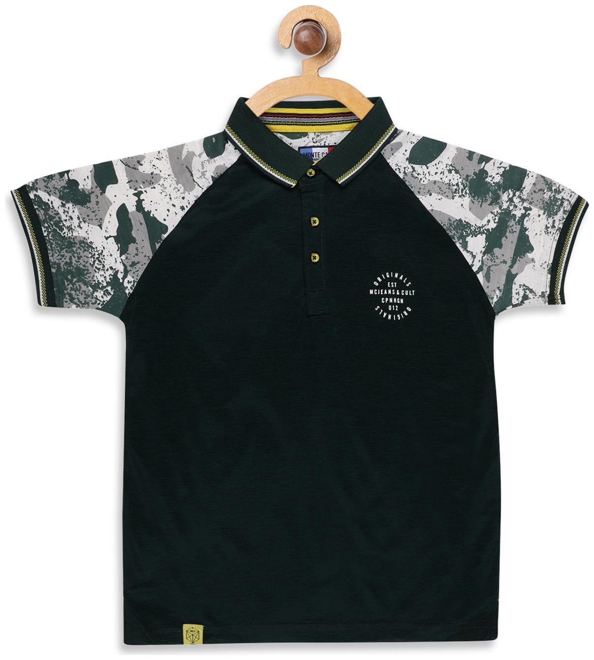 

Monte Carlo Boy Cotton Solid T-shirt - Green