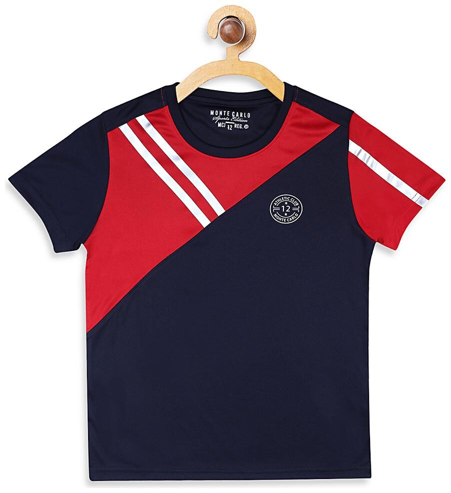 

Monte Carlo Boy Polyester Colorblocked T-shirt - Blue Red
