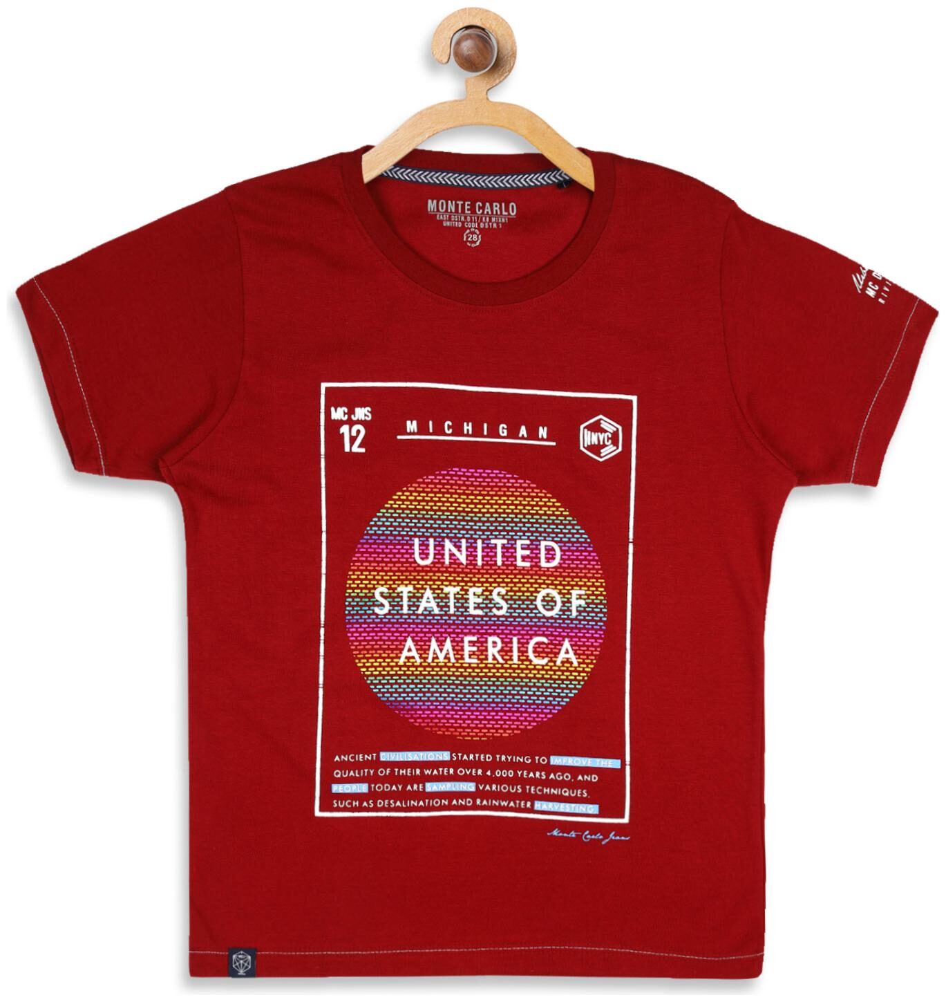 

Monte Carlo Boy Cotton blend Printed T-shirt - Maroon