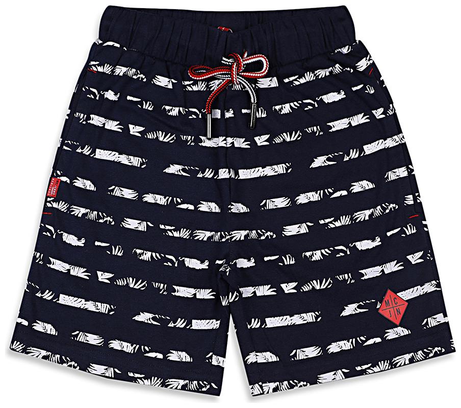 

Monte Carlo Navy Blue Printed Cotton Blend Bermuda