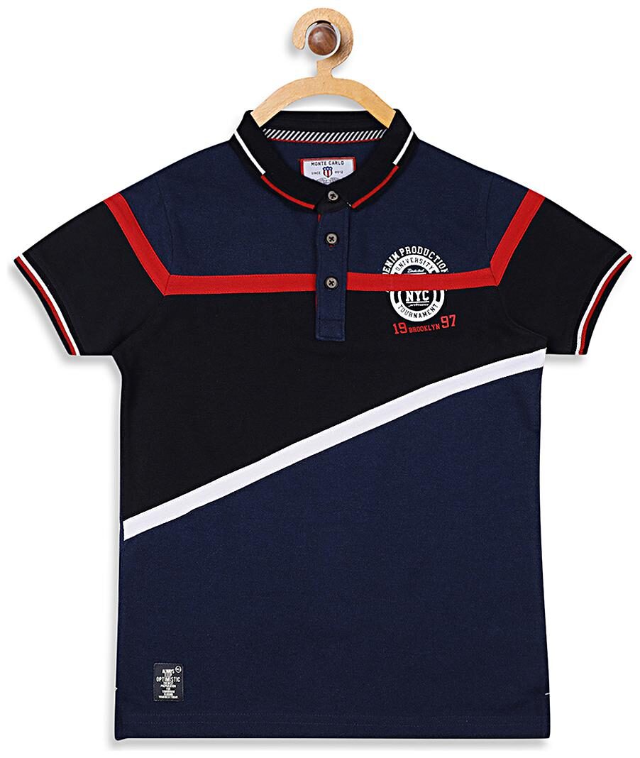 

Monte Carlo Boy Cotton blend Solid T-shirt - Blue