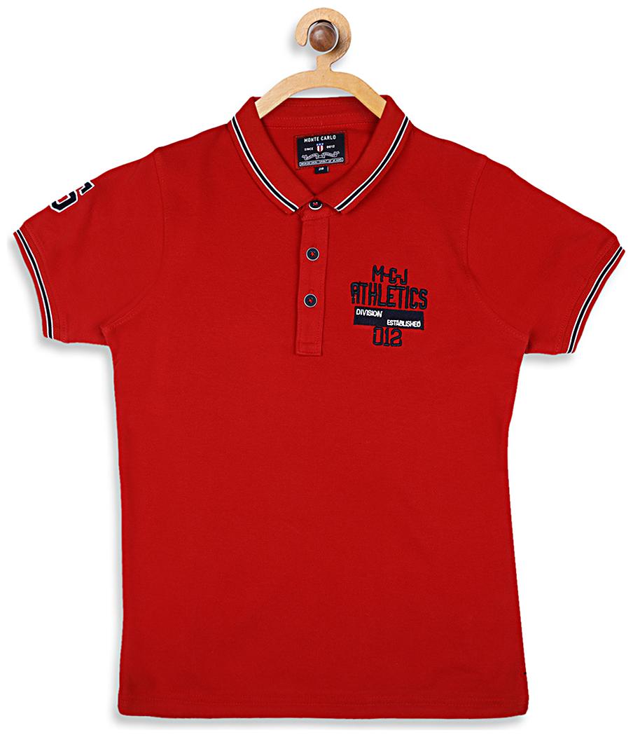 

Monte Carlo Boy Cotton blend Solid T-shirt - Red