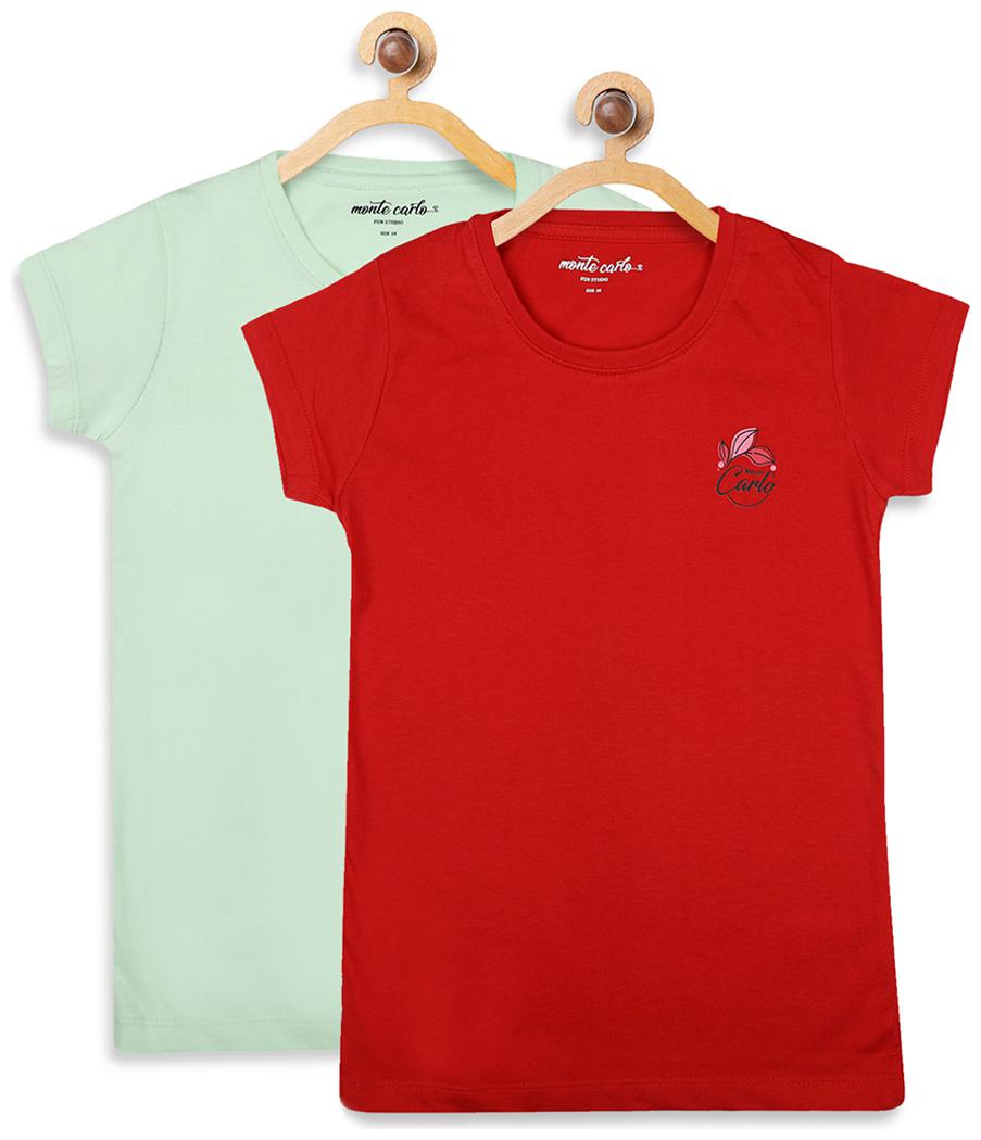 

Monte Carlo Girl Cotton blend Solid Top - Red Green
