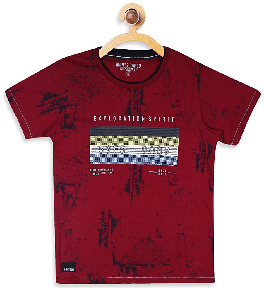 

Monte Carlo Boy Cotton blend Printed T-shirt - Maroon